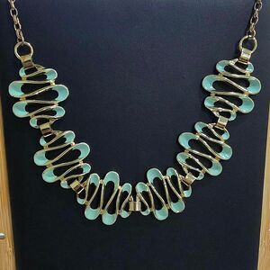 Gold and teal statemet necklace